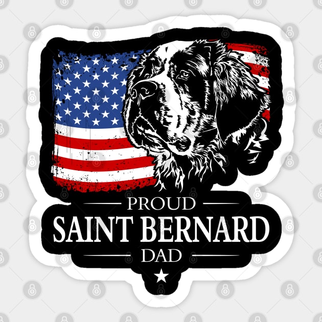 Proud Saint Bernard Dog Dad American Flag patriotic dog Sticker by wilsigns